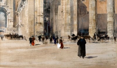 Berniniho kolonáda, Řím (akvarel s tělovou barvou a arabskou gumou) od William Walcot