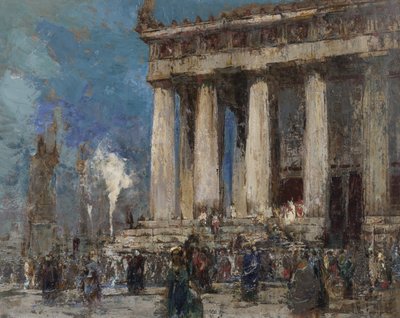 Řecký chrám, 1919 (olej na papíře) od William Walcot