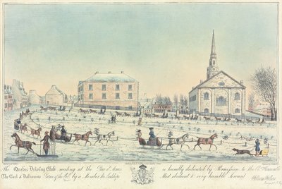 Setkání Quebec Driving Club na Place d’Armes, vyryto J. Smillie Jr., 1826 od William Wallace