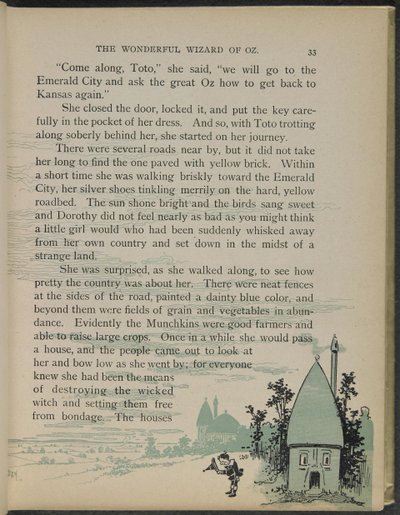 Ilustrace z knihy "The wonderful Wizard of Oz" od Lymana Franka Bauma od William Wallace Denslow