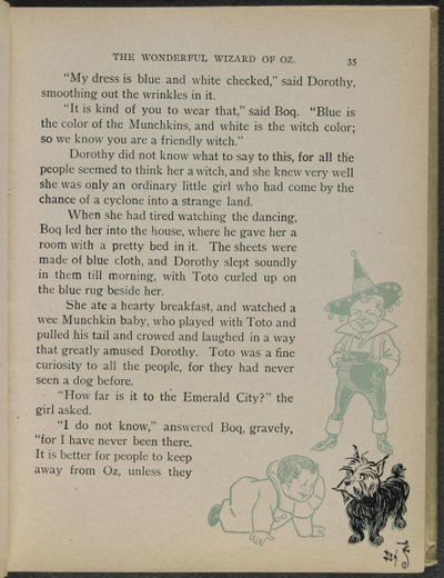 Ilustrace z knihy "The wonderful Wizard of Oz" od Lymana Franka Bauma od William Wallace Denslow