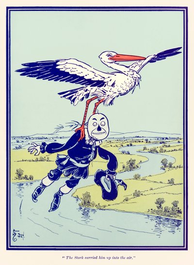 "Čáp ho vynesl do vzduchu." z ?The Wonderful Wizard of Oz? od L. Franka Bauma od William Wallace Denslow