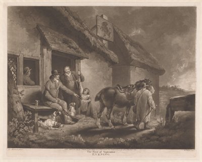 Lovci a lovečtí psi se svou kořistí v hostinci První září, večer (název na objektu) od William Ward