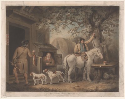 Muži a švec před hostincem The Sportsman