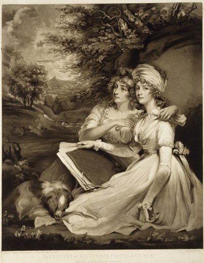 Dcery sira Thomase Franklanda, Baronet, 1797 (mezzotinta hnědým inkoustem) od William Ward