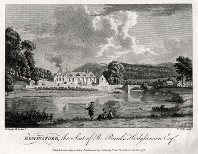 Edwinsford, sídlo R Banks Hodgkinson Esq, Carmarthenshire, 1776 od William Watts