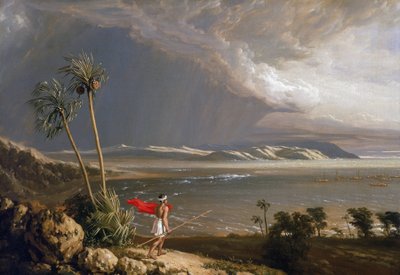 Pohled na Malajskou zátoku na ostrově Pobassoo (Austrálie) v únoru 1803. Olej na plátně, počátek 19. století, autor William Westall (1781-1850). od William Westall
