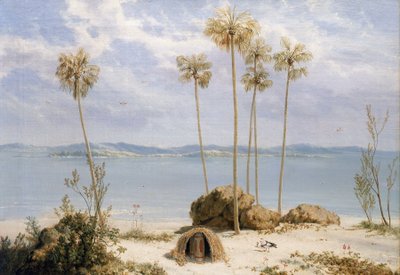 Pohled na skupinu ostrovů Edwarda Pellewa v zálivu Carpenteria (Austrálie), Severní teritoria, prosinec 1802, během expedice Matthewa Flinderse (1774-1814) na lodi Investigator v letech 1801-1803, jejímž cílem bylo zmapovat jižní země, od William Westall