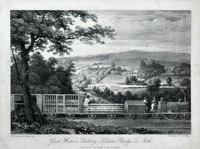 Great Western Railway, Kelston Bridge poblíž Bath, cca 1835-40 (litho na papíře) od William Weston Young