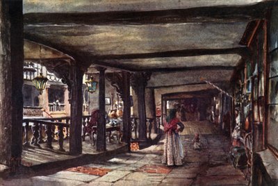 Chester, The Rows (barva lito) od William Wiehe Collins