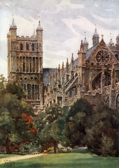 Exeter z palácových zahrad (barevné lito) od William Wiehe Collins