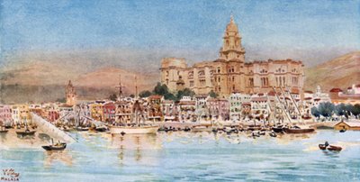 Malaga, pohled z přístavu (barva litho) od William Wiehe Collins