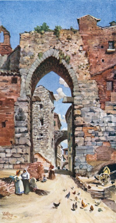 Perugia. The Porta Susanna (colour litho)   1398918   cs       czech Successfully Translated  Original: Linear Perspective as Applied in Painting - Plate VII, 1 - A Street Corner Encounter Translat: Linear Perspective as Applied in Painting - Plate VII, 1  od William Wiehe Collins