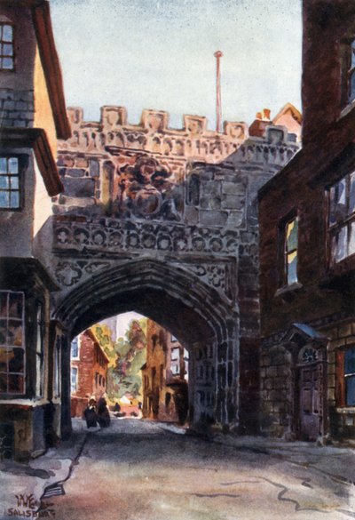 Salisbury, High Street Gateway to the Close (barevné lito) od William Wiehe Collins