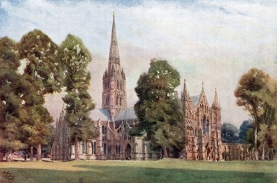Salisbury, katedrála (barva litho) od William Wiehe Collins