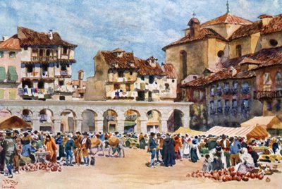 Segovia, Plaza Mayor (barevné lito) od William Wiehe Collins