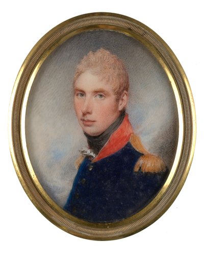 Kapitán (později podplukovník) William Tyrwhitt-Drake (1785-1848), Royal Horse Guards, květen 1809 (miniatura na slonovině) od William Wood