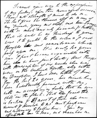 Kondolenční dopis Henrymu Nelsonu Coleridgeovi k úmrtí jeho strýce a tchána Samuela Taylora Coleridge 25. července 1834, 29. července 1834 (pero a tuš na papíře) od William Wordsworth