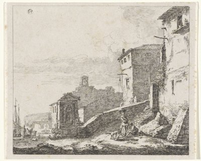 Pohled na vesnici v přístavu od William Young Ottley (possibly)