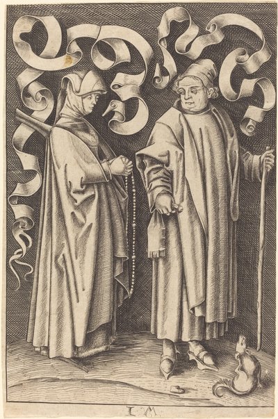 Návštěvníci kostela od William Young Ottley after Israhel van Meckenem