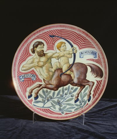 Nabíječka zobrazující Cheiron a Achilleus (keramika) od William de Morgan