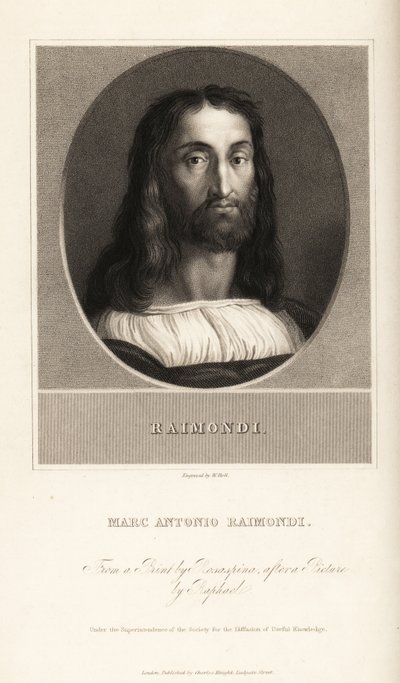 Portrét Marcantonio Raimondi, italský rytec, cca 1470-1534 od William the Younger Holl
