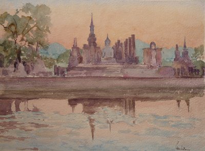 871 Západ slunce, Wat Mahathat, Sukhothai od Wilson Clive