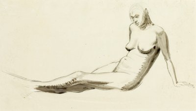 Sedící akt, cca 1919 (pero a tužka) od Winifred Knights