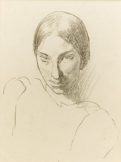 Autoportrét, cca 1923 (černá křída na papíře) od Winifred Knights