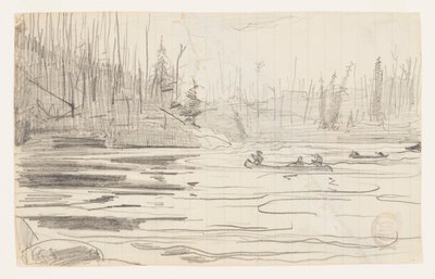 Kanoe na jezeře od Winslow Homer