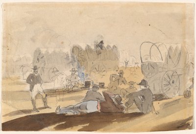 Karavan s krytými vozy na odpočinku [recto] od Winslow Homer