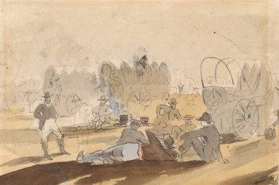 Karavana s krytými vozy na odpočinku [recto], 1861. od Winslow Homer
