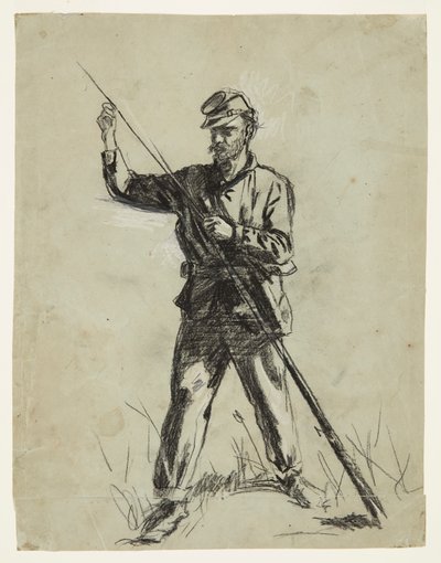 Voják kavalérie nabíjí pušku od Winslow Homer
