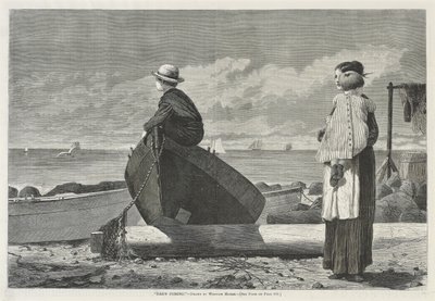 Dads Coming!, 1. listopadu 1873 (dřevoryt na novinovém papíru) od Winslow Homer