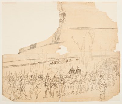 Kresba, Pěší kolona na pochodu, 1862 od Winslow Homer