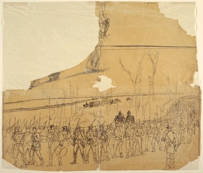 Kresba, Pěší kolona na pochodu, 1862 od Winslow Homer