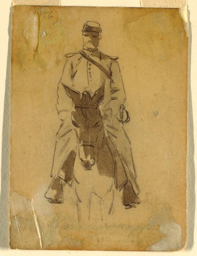 Kresba, Důstojník kavalerie a hlava jeho koně, 1862 od Winslow Homer