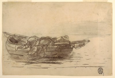 Kresba, Rybáři šplhající po stěnách, Cullercoats, Anglie, 1881-82 od Winslow Homer