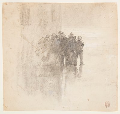 Kresba, Rybáři v olejových kůžích, Cullercoats, Anglie, 1881 od Winslow Homer