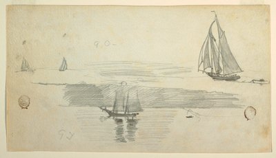 Kresba, Čtyři škunery, pravděpodobně 1880 od Winslow Homer