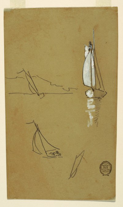 Kresba, Čtyři náčrty šalup, 1880 od Winslow Homer