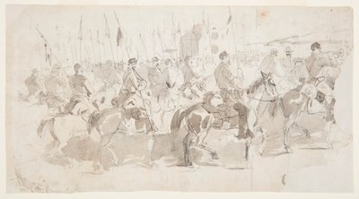 Kresba, Šestý jízdní pluk generála McClellana nastupuje v Alexandrii do Old Point Comfort, 2. dubna 1862 od Winslow Homer