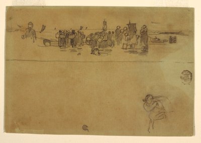 Kresba, Skupiny žen na pláži, Cullercoats, Anglie, 1881-82 od Winslow Homer