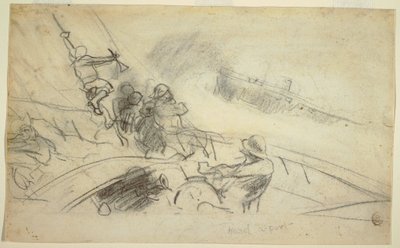 Kresba, Hard-a-Port, 1885-90 od Winslow Homer