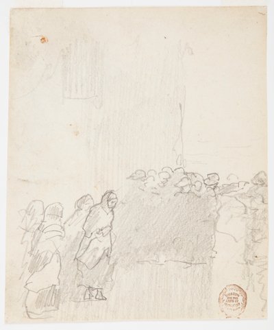 Kresba, Muži a ženy hledící na moře, Cullercoats, Anglie, 1881 od Winslow Homer