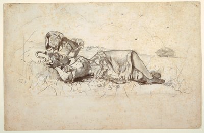 Kresba, Odpočívající pastýřka, 1877 od Winslow Homer