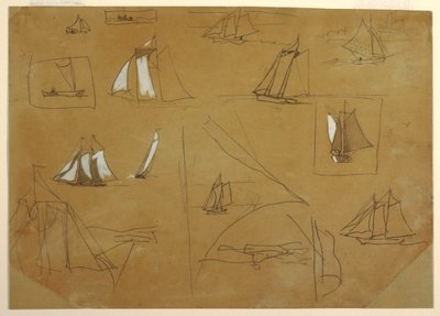 Kresba, Náčrtky plachetnic, Cullercoats, Anglie, 1881-82 od Winslow Homer