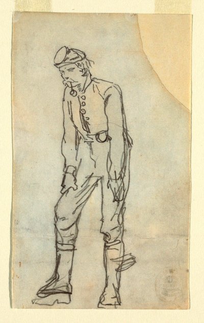 Kresba, voják s dýmkou v ústech, 1862 od Winslow Homer