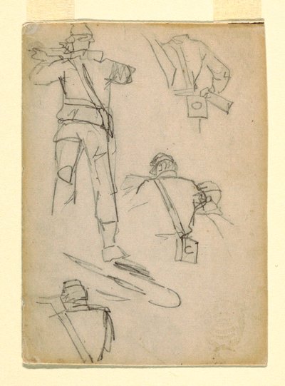 Kresba, Studie vojáků mířících na cíl, 1862 od Winslow Homer
