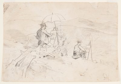 Kresba, studie pro "Umělce skicující v Bílých horách" a "Umělce na venkově", 1868 od Winslow Homer
